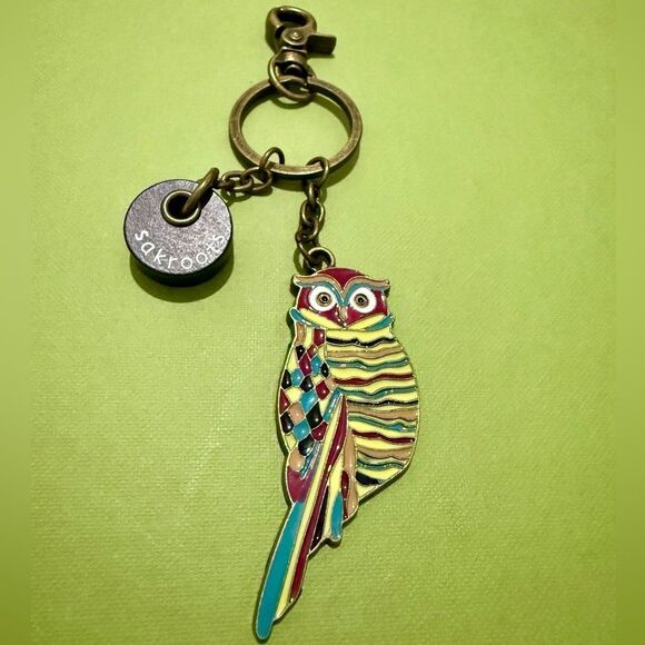 Sakroots Owl Enamel Keychain Colorful Boho Bird Pendant - Picture 9 of 17